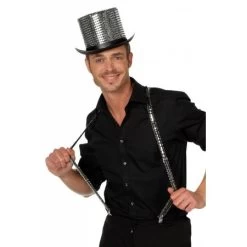 Hoge Hoed Paillettenstof Zilver